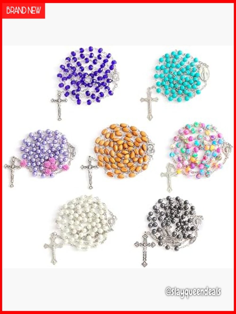 7 PCS Rosary Beads Necklace Set for Women - Confirmation Gifts, Faith Jewelry
